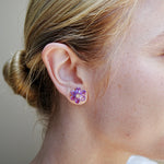 Natural Amethyst Diamond Wildflower Earrings 14k rose gold