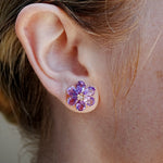 Natural Amethyst Diamond Wildflower Earrings 14k rose gold