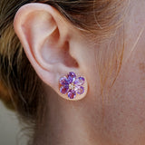 Natural Amethyst Diamond Wildflower Earrings 14k rose gold