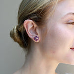 Natural Amethyst Diamond Wildflower Earrings 14k rose gold
