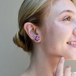 Natural Amethyst Diamond Wildflower Earrings 14k rose gold