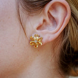 Natural Citrine Diamond Wildflower Earrings 14k yellow gold