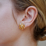 Natural Citrine Diamond Wildflower Earrings 14k yellow gold