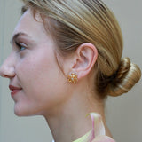 Natural Citrine Diamond Wildflower Earrings 14k yellow gold