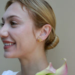 Natural Citrine Diamond Wildflower Earrings 14k yellow gold