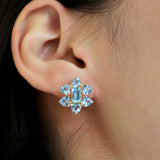 Aquamarine Cluster Earrings