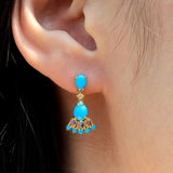 Turquoise Moonstone Diamond Drop Earrings