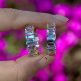 Aquamarine Inside-out Hoop Earrings