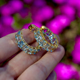 Aquamarine Inside-out Hoop Earrings