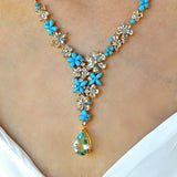Symphony Aquamarine Turquoise Diamond Statement Necklace