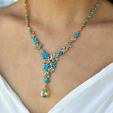 Symphony Aquamarine Turquoise Diamond Statement Necklace