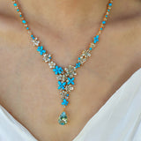 Symphony Aquamarine Turquoise Diamond Statement Necklace
