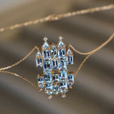 Fantasy Aquamarine Diamond Castle Pendent Necklace