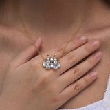 Fantasy Aquamarine Diamond Castle Pendent Necklace