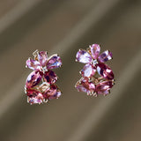 Pink Sapphire Tourmaline Diamond Blossom Earrings