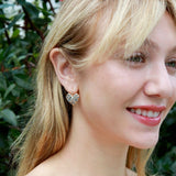 Fantasy Heart Natural Aquamarine Diamond Drop Earrings 14k yellow gold