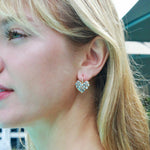 Fantasy Heart Natural Aquamarine Diamond Drop Earrings 14k yellow gold