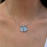 Fantasy Aquamarine Diamond Castle Pendent Necklace