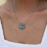 Fantasy Aquamarine Diamond Castle Pendent Necklace