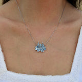 Fantasy Aquamarine Diamond Castle Pendent Necklace