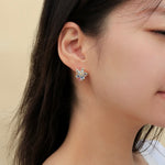 Aquamarine Pink Sapphire Diamond Blossom Earrings 14k yellow gold