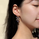 Rainbow Moonstone Diamond Large Chandelier Drop Earrings