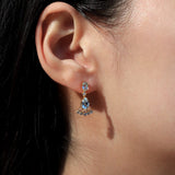 Aquamarine Moonstone Diamond Drop Earrings