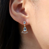 Aquamarine Moonstone Diamond Drop Earrings