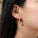 Aquamarine Moonstone Diamond Drop Earrings