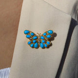 Butterfly Turquoise Diamond Brooch