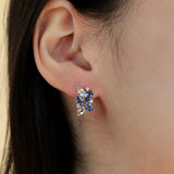 Elizabeth Sapphire, Aquamarine and Diamond Cluster Pearl Convertible Drop Earrings