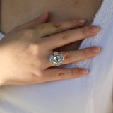 Margaret Aquamarine Pink Sapphire Cocktail Ring