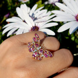 Butterfly Pink Sapphire Diamond Cocktail Ring