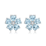 Aquamarine Diamond Cherry Blossom Earrings 14k white gold