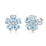 Aquamarine Diamond Cherry Blossom Earrings