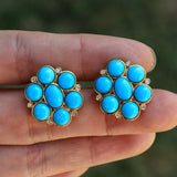 Celestial Turquoise Diamond Cluster Earrings