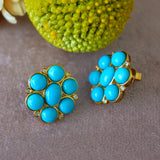 Celestial Turquoise Diamond Cluster Earrings