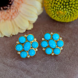 Celestial Turquoise Diamond Cluster Earrings