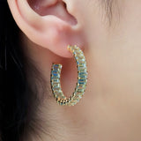 Aquamarine Inside-out Large Hoop Earrings