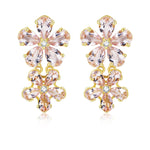 Pink Morganite Diamond Double Blossom Drop Earrings 14k yellow gold