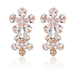 Pink Morganite Diamond Double Blossom Drop Earrings 14k white gold