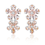 Pink Morganite Diamond Double Blossom Drop Earrings 14k white gold