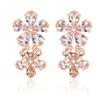natural Pink Morganite Diamond Double Blossom Drop Earrings 14k rose gold