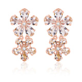 natural Pink Morganite Diamond Double Blossom Drop Earrings 14k rose gold