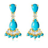 Turquoise Moonstone Diamond Drop Earrings