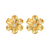 Natural Citrine Diamond Wildflower Earrings 14k yellow gold