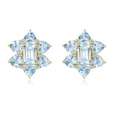 Aquamarine Cluster Earrings