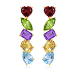 Secret Garden Multi Gemstone Drop Earrings Garnet Peridot Amethyst Citrine Topaz