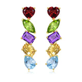 Secret Garden Multi Gemstone Drop Earrings Garnet Peridot Amethyst Citrine Topaz