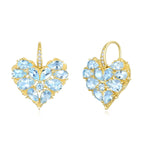 Fantasy Heart Natural Aquamarine Diamond Drop Earrings 14k yellow gold
